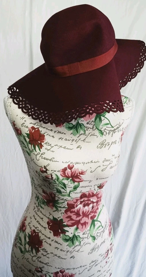 Шляпа бордовая 100% шерсть Praire складная упаковываемая коттедж-клош женская  - Изображение 2 из 4