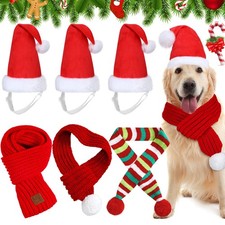 6 PCS Dog Christmas Santa Hat And Scarf Set Adjustable Pet Winter Costume