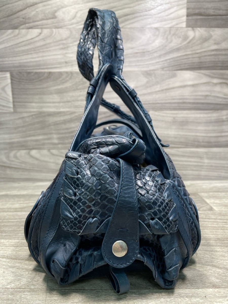 Chloé Python Leather Paddington Satchel Blue Silv… - image 5