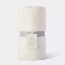 NWT Cloud Island Satin Edge Cream Plush Baby Blanket Unisex Boy Girl 30" x 40"