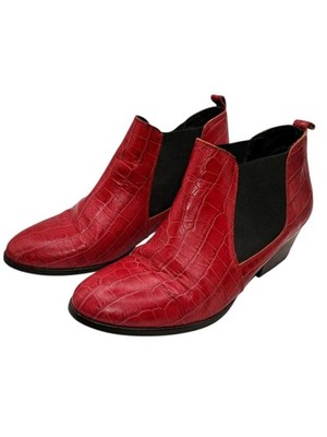 Renvy Red Animal Pattern Made In Spain Chelsea Ankle Boots Women's Size 38 Z184