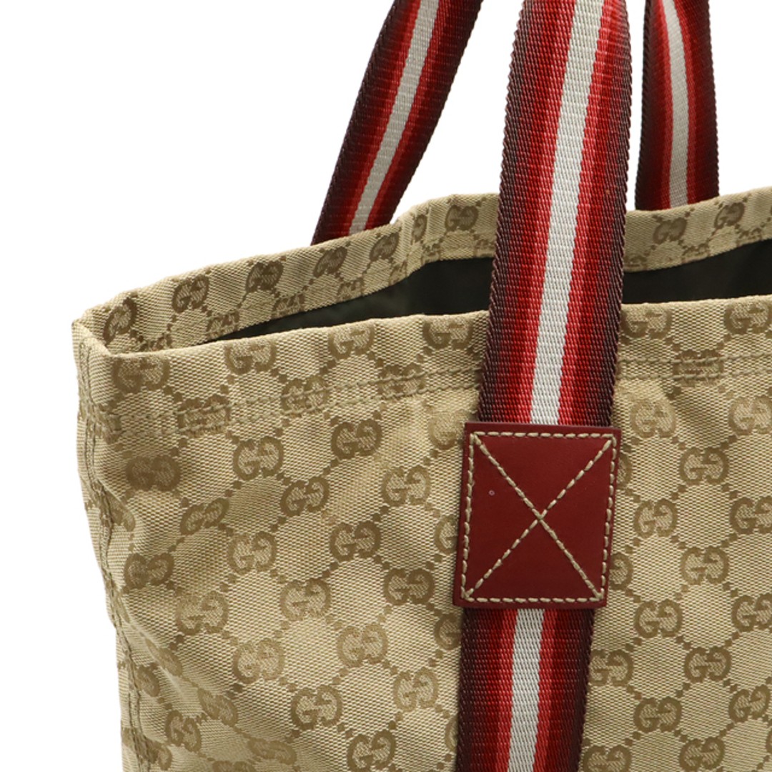 GUCCI GG Canvas Sherry Line Tote Bag Large Beige Red Used Bag thumbnail 4
