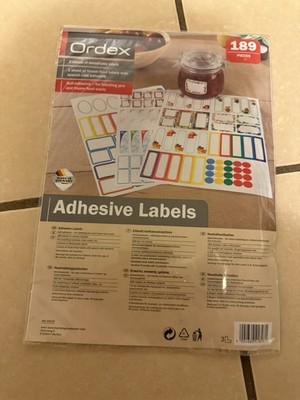 Vintage Ordex Labels Household Labels Household Storage 189 Count Rare