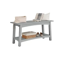 Craftsbury 36-Inch Wood Entryway Bench with Storage Shelf – Dove Gray Accent ...