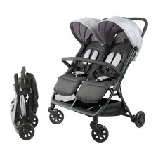 Bambisol - DS209 GRIS NOIR - Poussette Double Cote a Cote | Pour Jumeaux des la
