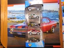 Hot Wheels Morris Mini Silver Jungle Rally Tiki Torchers 5 Pack ESCORT RALLY JDM