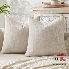 Pack of 2 Couch Throw Pillow Covers 18x18 Inch 18" x 18" Pack of 2 Beige