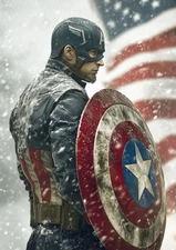 Captain America Snowy Background Fridge Magnet Lot Up