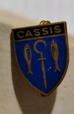 BLASON Cassis Insigne Médaille  Broche Émaillée Vintage