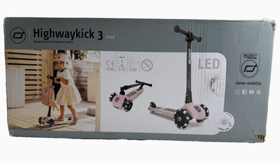 Scoot & Ride Highwaykick 3 Roller LED Räder Rose Kinder Tretroller Kickboard NEU