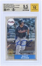 Matt Olson Braves Signed '22 Topps Update 88 Silver Pack T87C-40 BAS 9.5/10 Card
