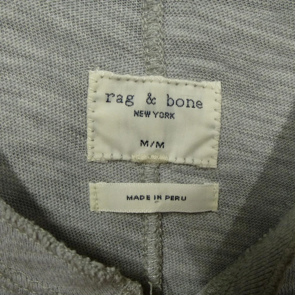 rag & bone Henley Shirt Mens Medium Gray Long Sleeve Slub Knit 3 Button Pullover - Image 4 of 4