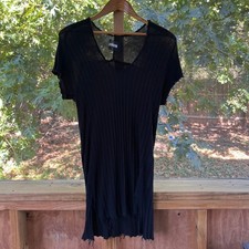 Reformation Black Ribbed Knit Mini Dress Raw Hem Size XS