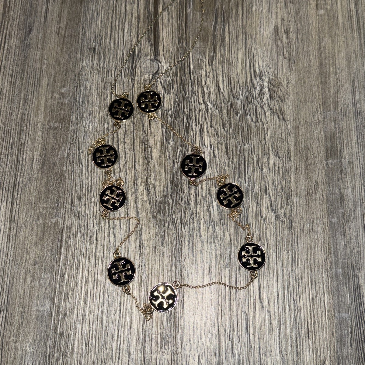 Tory Burch Kira Clover Station necklace - Black And Gold Tone | eBay