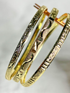 Authentic Gold Plated Bangles (Set of 3) – Approx. Fits 7–8" Wrist | Stackable Bracelets