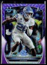 2022 Bowman University Chrome #75 Tony Grimes Purple Shimmer Refractor