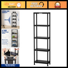 5-Tier Heavy-Duty Plastic Storage Shelves, 500lb Capacity, 67.1" H x 23.9" W, Ea
