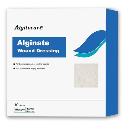Calcium Alginate Wound Dressing - 4 x4  Patches, 10 Packs, Non-Stick