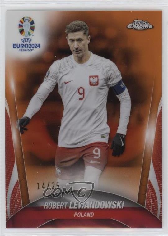 2024 Topps Chrome UEFA Euro Orange Refractor 14/25 Robert Lewandowski #9 14mf