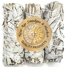 Pack of 3 New Age Premium California White Sage Incense 4" Smudge Sticks
