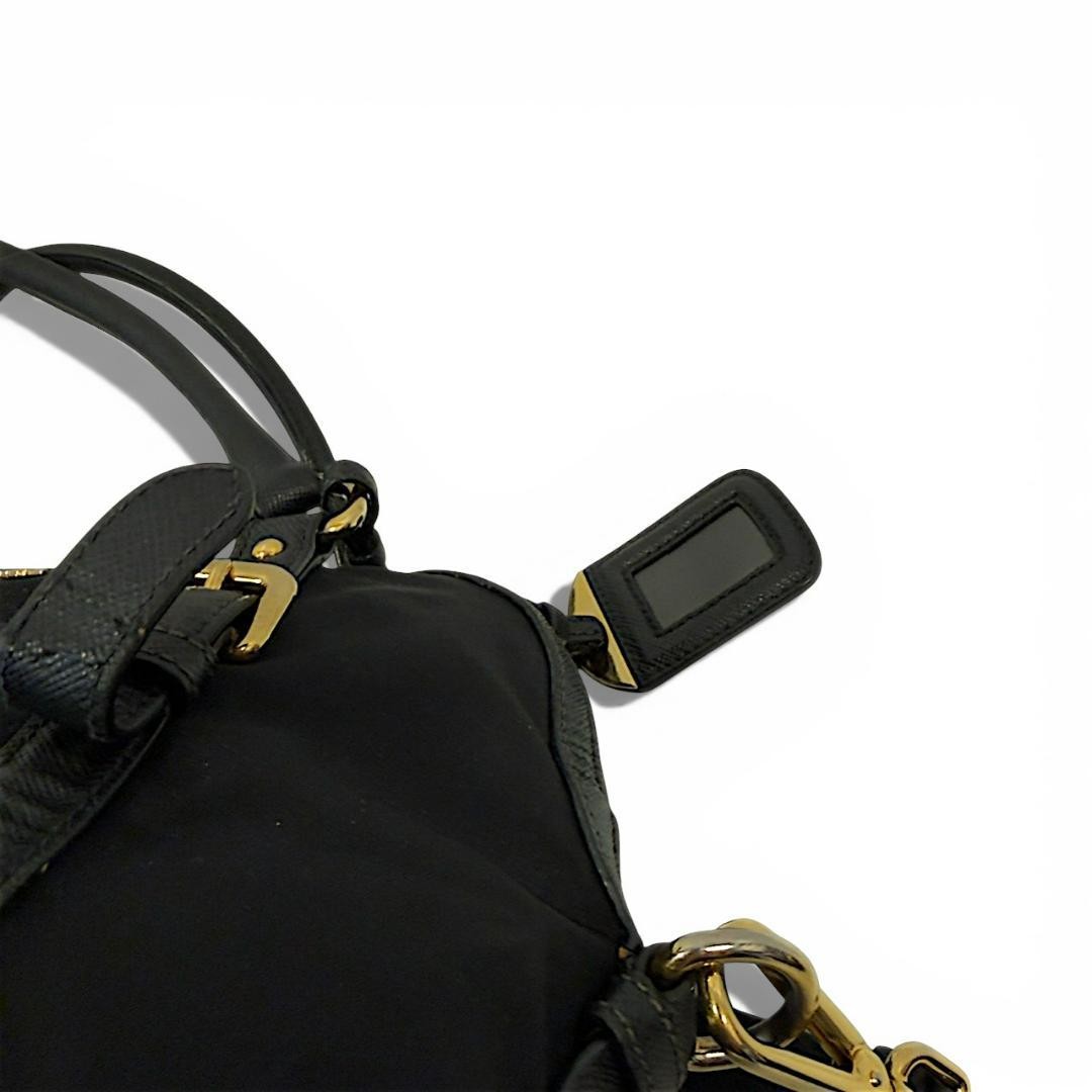 PRADA 2Way Nylon Mini Boston Handbag Shoulder Bag Black Saffiano