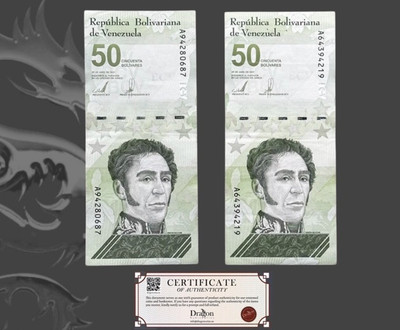 Venezuela 50 Digitales 2021 qty 2 PCS Cir 50 million bolivars USA COA  