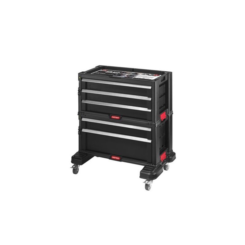 Coffre à outils modulaire Keter 5 tiroirs 4 roues résine noir