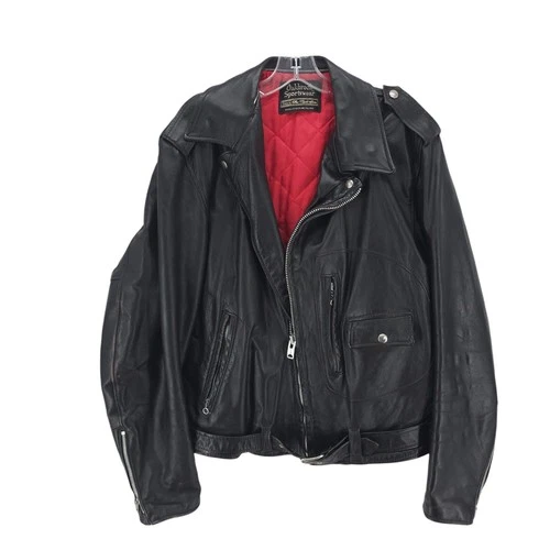 Vintage 1960s Sears Oakbrook D-pocket Leather Motorcycle Jacket Size 40 - product listing photo