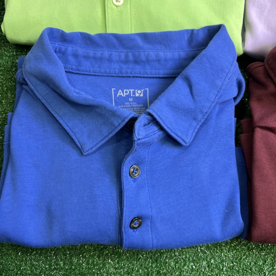Lote de 4 APT. 9 camisas polo masculinas manga curta verde marrom azul lavanda - Imagem 4 de 4