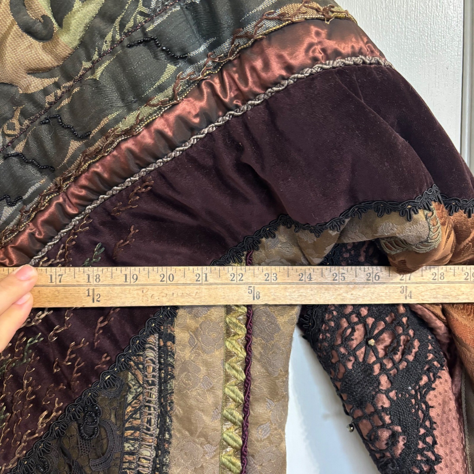 Vintage Crazy Quilt Patchwork Jacket Long Coat Ve… - image 18