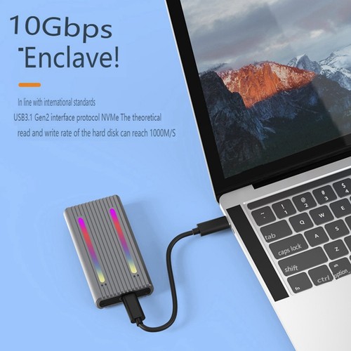 Boîtier de disque dur RGB Dual Protocol M.2 Nvme/Ngff universel Gen2 10 Gbps Ph6858 - Photo 6/8