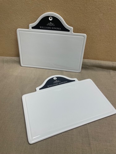 Williams Sonoma Ceramic White Sign Dry Erase Kitchen Message Cheese Board Pair - Picture 2 of 12