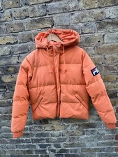 Fila Puffer Jacket Xs Coat Zipper Hooded Polyester Down