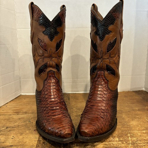 Resistol Ranch Luchese Python Snakeskin Sniptoe Exotic Cowboy Boots 7.5 Women
