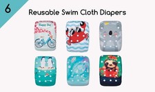 KaWaii One Size Swim Cloth Diaper Adjustable Reusable 10-40 Lb, 18-Pack