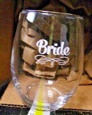 Bachelorette Bridal Party BRIDE Stemless 15 oz. Wine Glass NIB