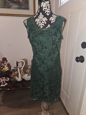 Beautiful Medium Beaded Green Scala Dress With Jacket