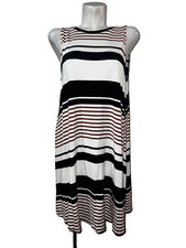 Loft Dress Women's Size Large Striped Sleeveless Pullover Back Neck Tie Tunic