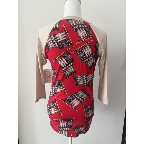 NEW LULAROE American Flag Patriotic 3/4 Shirt Sz XXS - Picture 5 of 7