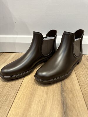 Dripdrop Damen Knöchel Mode Elastisch Chelsea Slipper Kurze Regen Booties Braun