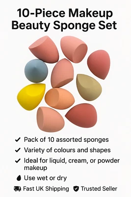 UNDISCLOSED 10er Pack Beauty Make-up Applikator Foundation Mixer Puffer Schwamm Makellos Set