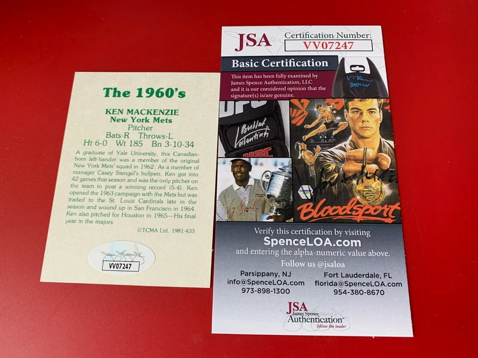 Ken MacKenzie Mets 1981 TCMA Card Signed Auto JSA COA - Image 2 of 2