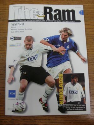 03/01/2000 Derby County v Watford Price includes Royal Mail