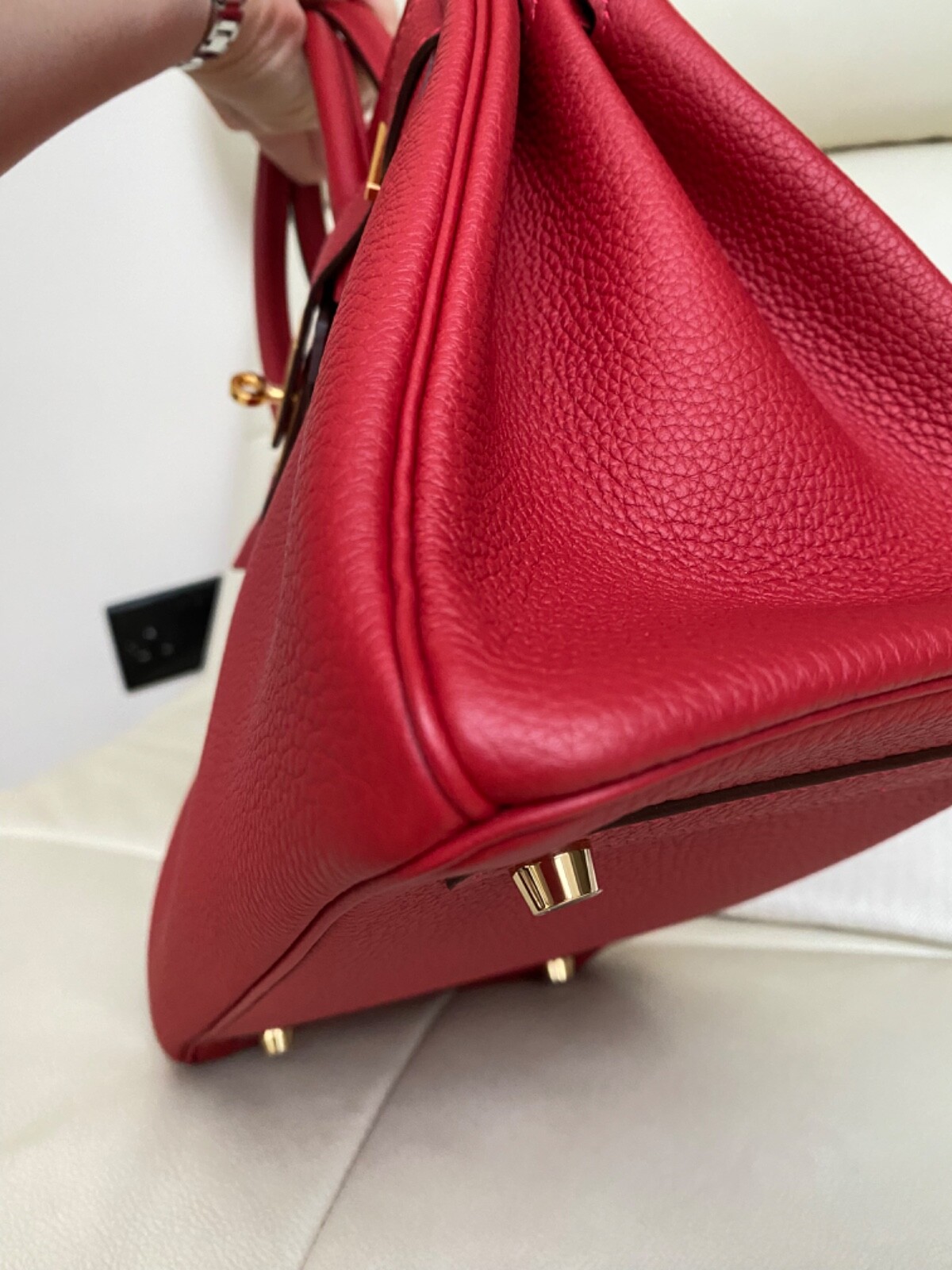 authentic hermes birkin 30 rouge vif (dark red) with receipt image 5