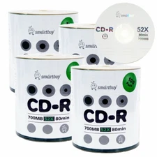 400 Smartbuy CD-R 52X 700MB/80Min Branded Logo Blank Media Recording Disc