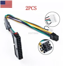 2Pc 12" ATX Main 24Pin to 6Pin PSU Power Adapter Cable 18AWG HP Elite 8000 Z240 
