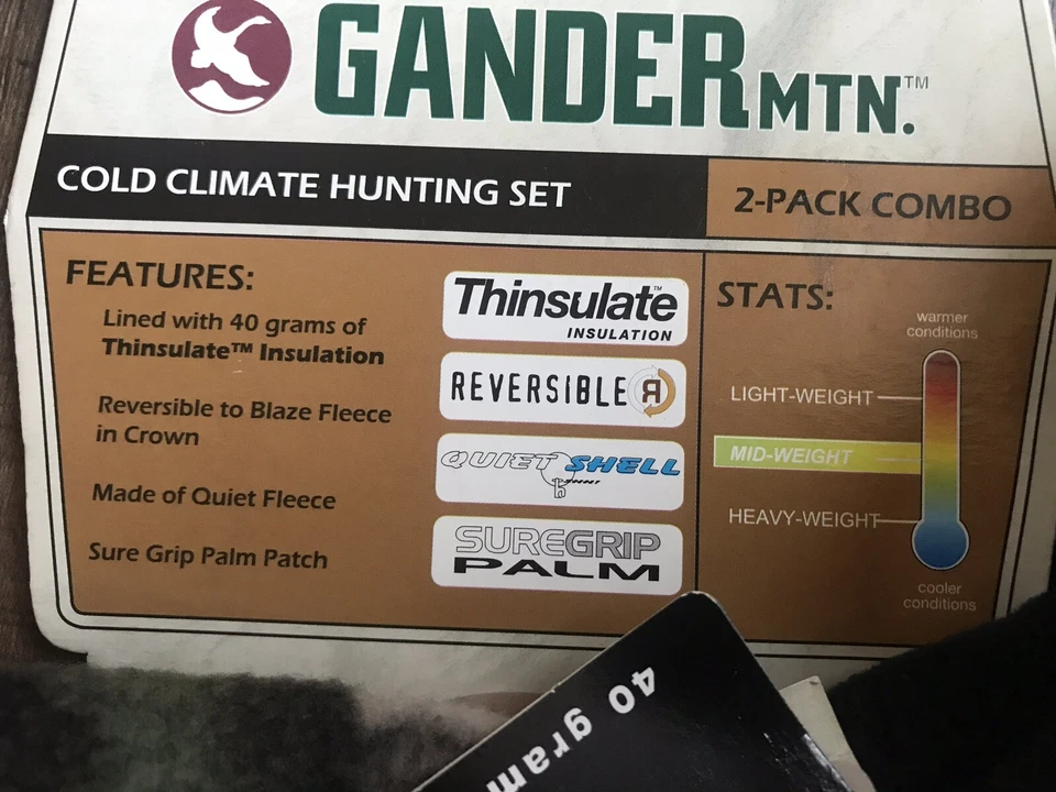 Gander MTN - Fleece - Hat & Gloves - XL - Hunting Set - Blaze Beanie- Reversible - Image 3 of 3