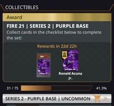 TOPPS BUNT Complete Fire PURPLE Base UNCOMMON Series 2 DIGITAL 75 Card Set