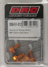 DRC M6X12MM Gold Aluminum Flange Bolts 4/pk D58-51-312