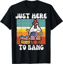 4th Of July Chicken Fireworks Here To Bang Retro America Me  Gift Unisex T-Shirt